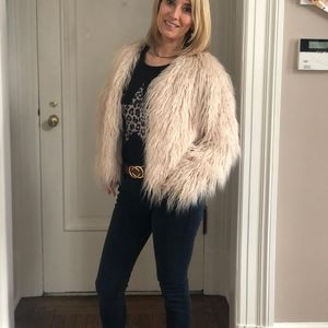 Free People faux Mongolian fur jacket xs